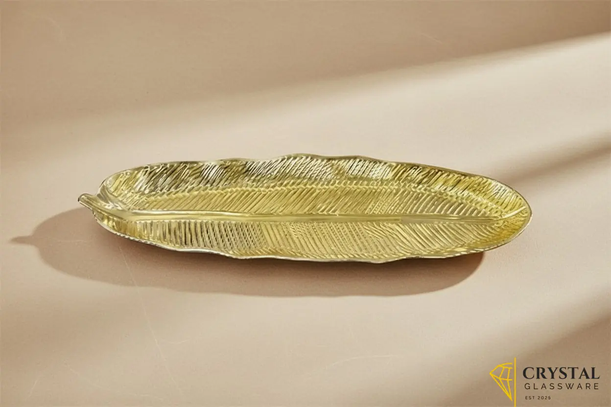 Golden Leaf Plate — Crystal Glassware Pakistan